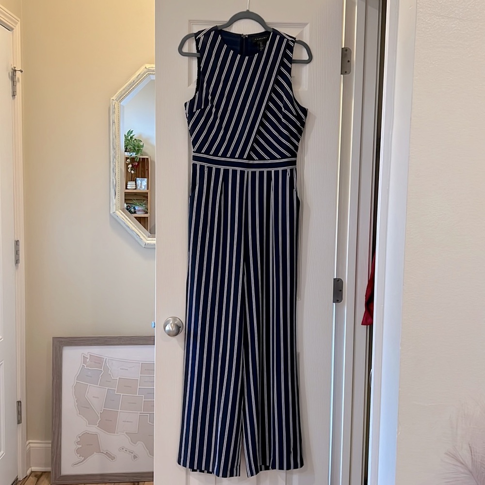 Blue and White Striped Jumpsuit